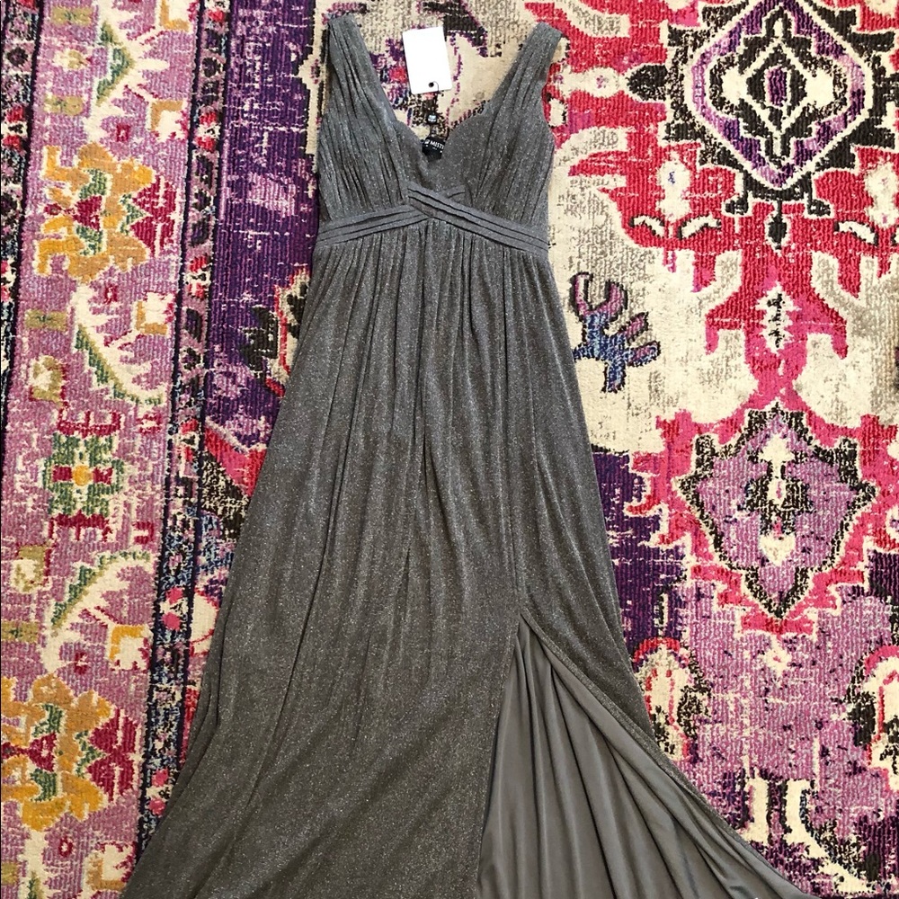 NWT Little Mistress Maternity Silver Maxi Sm/4